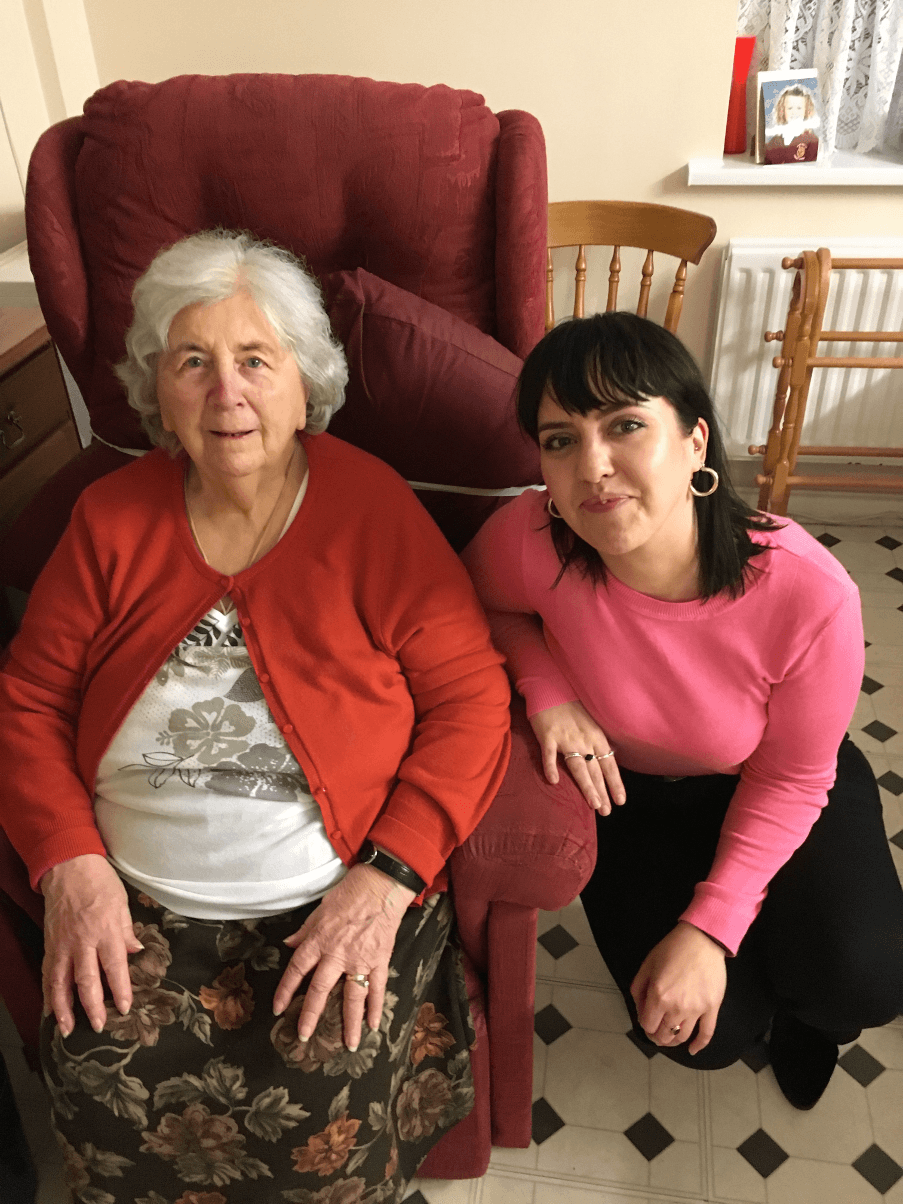 An older neighbour, Sheila, with her younger friend Fran