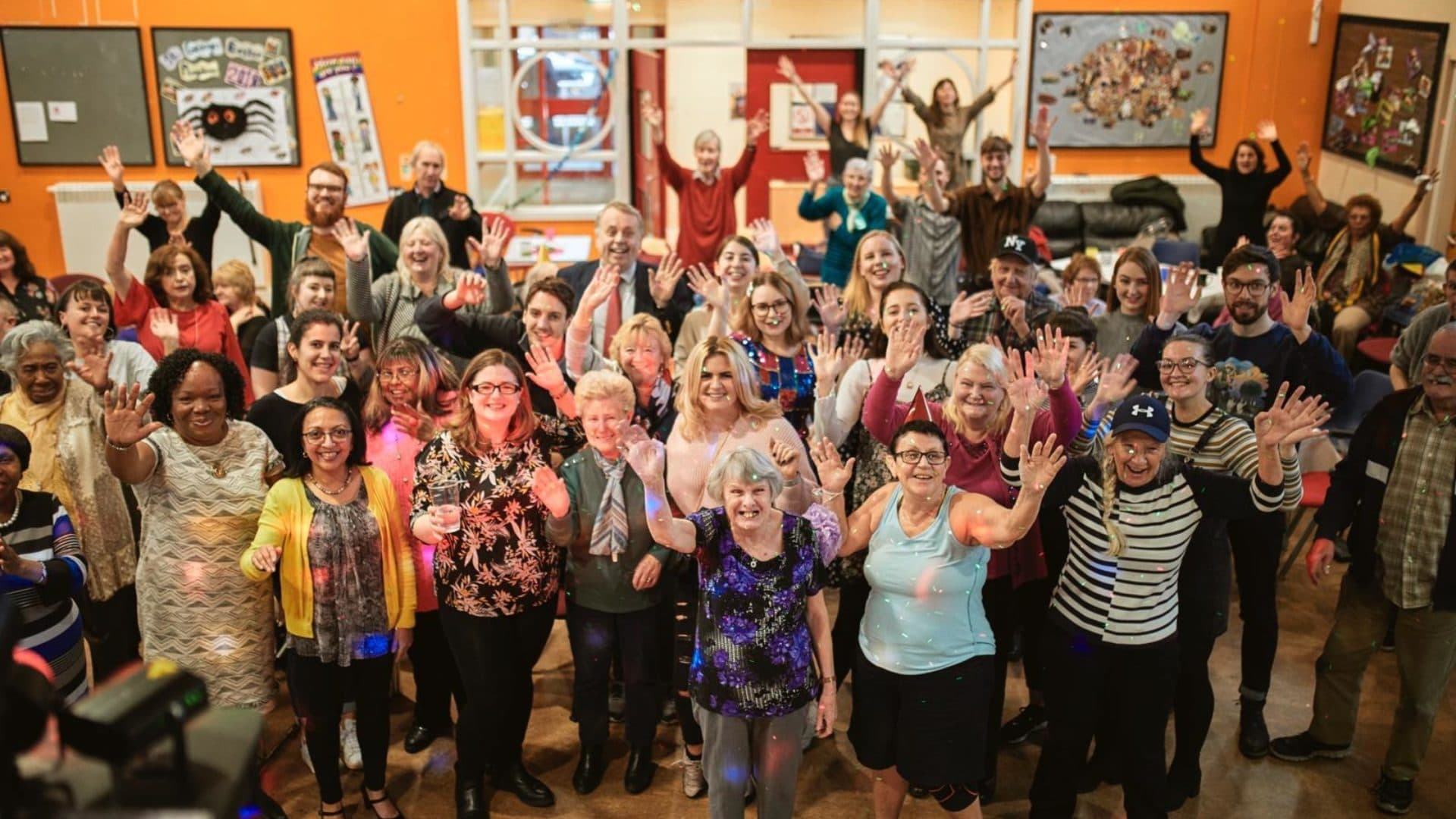 A group celebrating a birthday party